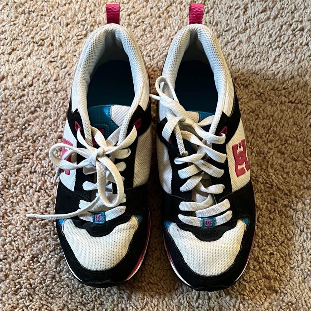 DC Shoes Black, White, and Pink Sneakers
